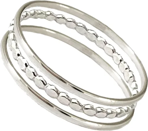 Miniatura 7 de Mini anillos apilables Bitsy Tres anillos apilables rellenos de oro de 14 quilates o de ley Úsalos como anillos para los dedos, nudillos o dedos