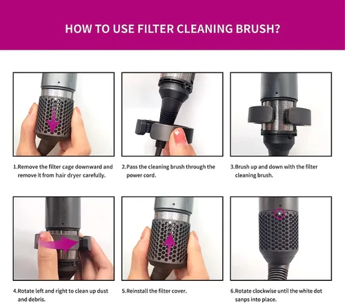 Miniatura 6 de Cepillo de limpieza de filtro compatible con Dyson Airwrap Styler HS01 HS05, accesorio de cepillo de limpieza de filtro