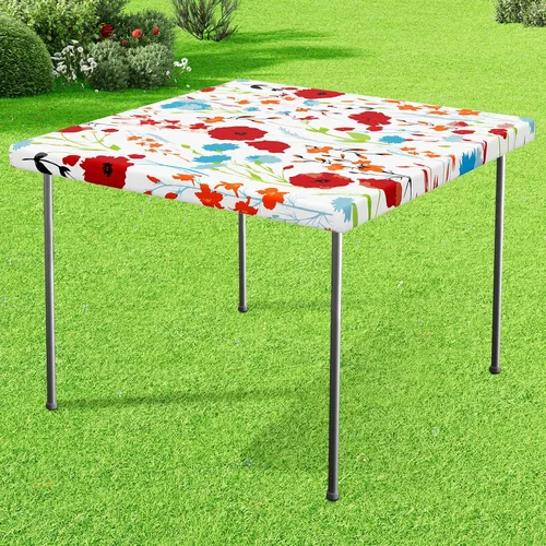 Miniatura 49 de misaya Mantel rectangular de vinilo, mantel ajustable, 100% impermeable, borde elástico, reverso de franela, mantel de plástico para mesas plegables