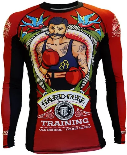 Miniatura 2 de Hardcore Training Camiseta de compresión para hombre, manga larga, Jiu Jitsu, MMA No-Gi, BJJ apretada, capa base de combate