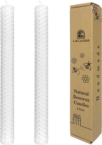 Miniatura 12 de Lacaser - Velas cónicas de cera de abejas de 2 piezas, velas largas de 9 pulgadas para candelabros en amarillo, sin aroma y sin humo, tiempo