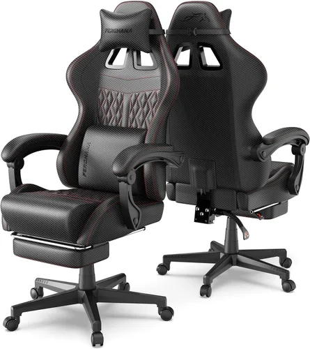 Miniatura 9 de Ferghana Silla vintage de piel sintética para juegos, silla ergonómica para jugadores con masaje, silla de oficina de computadora con respaldo alto