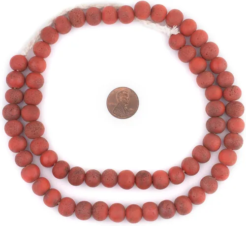 Miniatura 2 de TheBeadChest Cuentas de vidrio Java de estilo antiguo rojo coral (0.433 in)