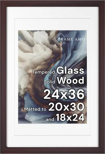 Miniatura 110 de Frame Amo Marco de póster de madera maciza de 13 x 19 pulgadas, color natural, tapete blanco para imagen de 11 x 17 pulgadas, parte frontal
