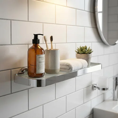 Miniatura 3 de Cortesi Home Milo - Estantería contemporánea de acero inoxidable para tocador, cromada, 16 pulgadas