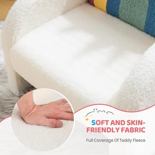 Miniatura 5 de JOYMOR Sofá para niños, sillón para niños con cobertura completa de forro polar, ultrasuave y felpa, base resistente para niños y niñas, arcoíris