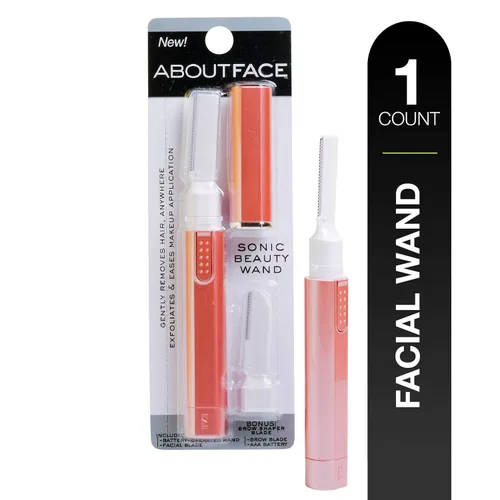 About Face Sonic Beauty Wand - Removedor de vello facial eléctrico y moldeador de cejas, ideal para afeitar, exfoliar y dar forma a las cejas,