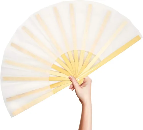 Miniatura 7 de OMyTea Ventilador de mano plegable grande de bambú para hombres y mujeres, ventilador de mano chino japonés de Kung Fu Tai Chi con funda de tela