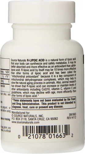 Miniatura 4 de Source Naturals Ácido R-lipoico 100 mg, 30 tabletas