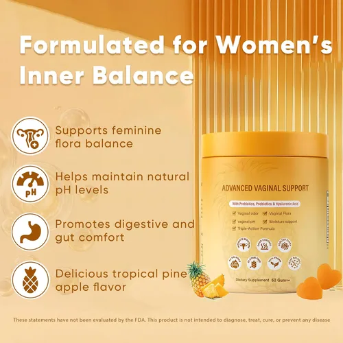 Miniatura 2 de Gomitas probióticas de piña, piña hawaiana femenina, equilibrio de pH femenino, apoya la vitalidad femenina y la salud intestinal, 60 gomitas