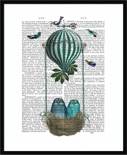 Miniatura 12 de Amanti Art Fab Funky - Póster enmarcado para pared, diseño de nido de globo de búho de 24 x 20 pulgadas, arte de pared de animales, decoración