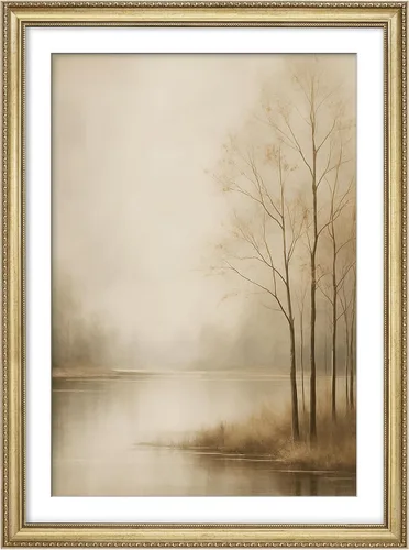 Miniatura 289 de MUDECOR Lienzo enmarcado prémium para pared, pinos nevados en bosque de invierno, ilustraciones modernas, arte contemporáneo, escénico, divertido