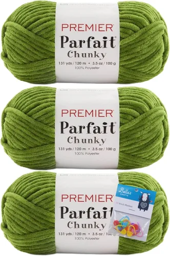 Miniatura 40 de Premier Yarns Parfait - Paquete de 3 unidades de felpilla gruesa de 3.5 onzas, peso supervoluminoso, paquete de 3 unidades con soportes para puntada