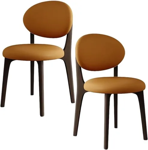 Miniatura 32 de YVYKFZD Juego de sillas de comedor, sillas de cocina de madera maciza, silla de comedor de granja con respaldo curvo, silla tapizada de cuero