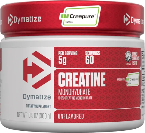 Dymatize Monohidrato de creatina en polvo con CREAPURE (producto de Alemania), 0.18 oz por porción, 60 porciones (10.58 oz), creatina para mujeres y