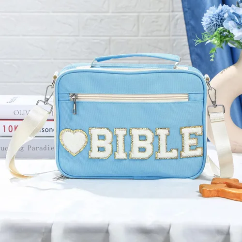 Miniatura 4 de Silkfly Blue End of Years - Funda de regalo de graduación para la Biblia, bolsa grande de felpilla con correa para el hombro, bolsa de mano