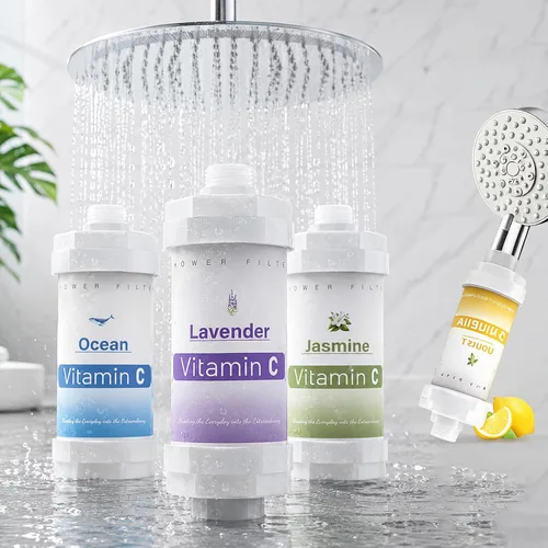 Miniatura 18 de 8 filtros de ducha de vitamina C para filtro de agua dura, accesorios de baño para ducha, bañera, lavanda, jazmín, té blanco, océano, melocotón