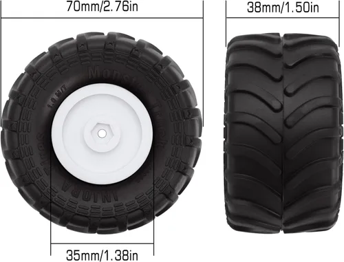 Miniatura 4 de INJORA Juego de neumáticos de rueda de camión monstruo a control remoto, 2.756 x 1.496 in para 1/24 RC Crawler Car Axial SCX24 Bronco Gladiator C10