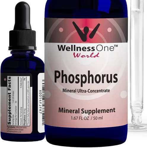 WellnessOne Suplementos de fósforo iónico, líquido de fósforo de ácido ortofosfórico para dientes, salud ósea y apoyo energético, sin OMG, vegano,