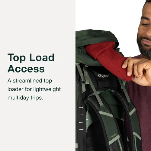 Miniatura 5 de Osprey Talon 44L Mochila de senderismo ligera para hombre, mochila para viajes y campamento, negro/gris carbón, L/XL