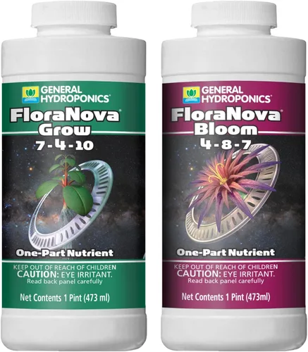 General Hydroponics FloraNova Family: Grow and Bloom - Fertilizantes líquidos base, botellas de 1 pinta