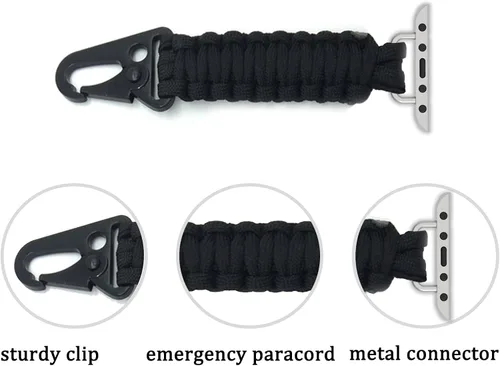 Miniatura 2 de yothchose Llavero de cuerda de paracaídas compatible con correa trenzada militar Apple Watch Fob