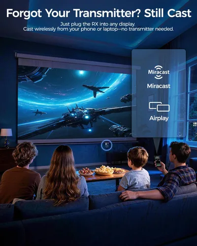 Miniatura 6 de Alxum Transmisor y Receptor HDMI Inalámbrico USB-C y Receptor, Kit 2 en 1: Plug & Play y Transmisión AirPlay/Miracast, 165 pies/50 m, Decodificación