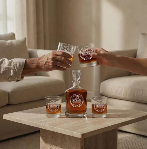 Miniatura 9 de Decantador de whisky personalizado - 4 diseños - Regalos de cumpleaños para hombres 2025, papá, esposo, él, novio - Regalos de whisky para hombres