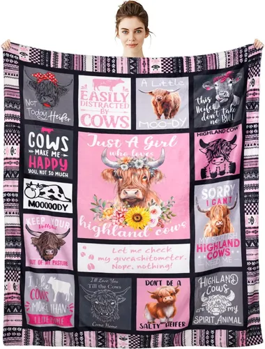 Highland Cow Regalo para mujeres y niños – Manta para los amantes de las vacas – Just A Girl Who Loves Cows de las tierras altas bancos para sofá,