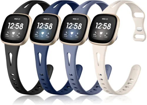 Ouwegaga Compatible con Fitbit Versa 3 bandas para hombres/Fitbit Sense bandas para hombres y mujeres, correa de reloj deportiva delgada de silicona