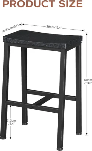 Miniatura 3 de Homeiju Bar Stools, Counter Height Bar Stools Set of 2, 23.6 Inch Saddle Stools with Footrests, Industrial Kitchen Counter Seat for Dining Room