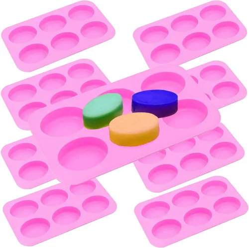 Miniatura 10 de KINJOEK 9 paquetes de 54 moldes rectangulares de silicona para jabón, moldes de silicona morada para hacer jabón a granel, moldes para hornear Morado