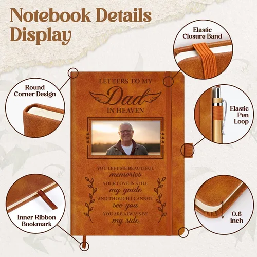 Miniatura 4 de Regalos conmemorativos para la pérdida de papá, diario de duelo con inserto de fotos, cartas a mi padre en el cielo, regalo de condolencia