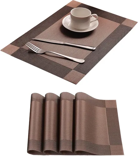 Miniatura 17 de Manteles individuales para mesa de comedor, juego de 6 unidades, resistentes al calor, antideslizantes, de vinilo para cocina y comedor, 18" * 12