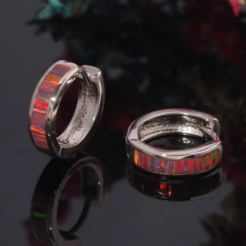 Miniatura 5 de CiNily Aretes Huggie de ópalo con bisagras, chapados en oro, hipoalergénicos, pequeños aretes de aro para mujeres, adolescentes, niñas, hombres