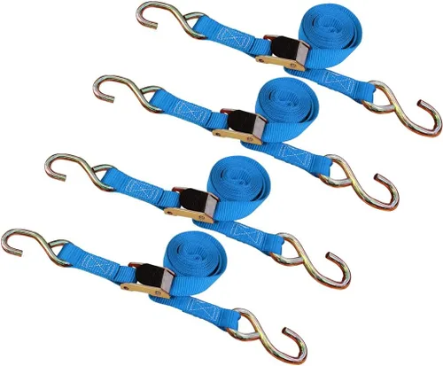 Miniatura 17 de Mega Cargo Control - Hebilla de leva resistente de 1" x 6' con ganchos S recubiertos de negro - WLL 400 lbs. Paquete de 4