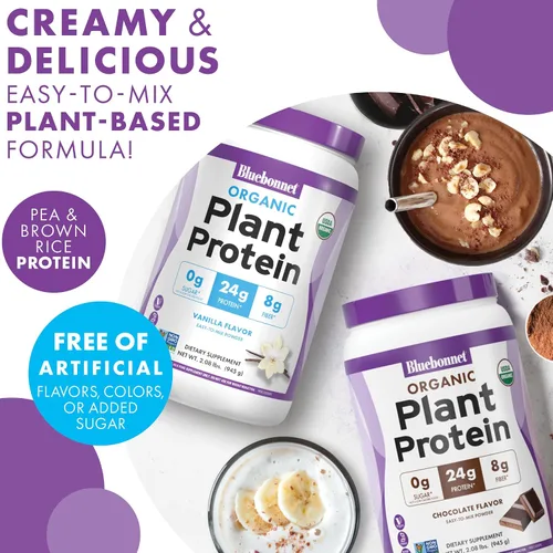 Miniatura 4 de BlueBonnet Nutrition - Proteína vegetal orgánica en polvo, 0.94 onzas de proteína vegetal, cero azúcar, 0.28 oz de fibra, USDA orgánico, sin OMG