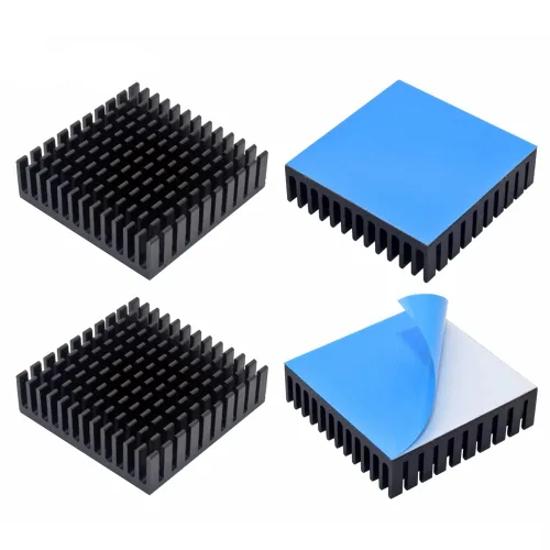 Miniatura 12 de Disipador de calor de aluminio negro con cinta adhesiva conductora térmica, enfriador de disipador de calor de 14 × 14 × 0.276 in para enfriar