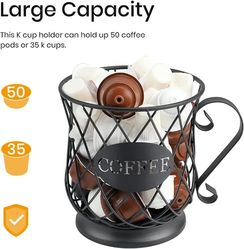 Miniatura 3 de TreeLen Soporte para tazas K para cápsulas de café para 35 Kcups Keurig Organizador de almacenamiento Accesorios de barra de café para mostrador