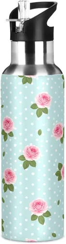 Miniatura 8 de Pink Roses Blue Insulated Water Bottle 20 Oz Leakproof Water Bottles, BPA-Free Sport Water Bottle Insulated