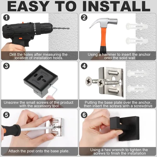 Miniatura 4 de Juego de 10 accesorios de baño, juego de accesorios de baño de 24 pulgadas, barra de toalla de baño de acero inoxidable, toalleros, gancho