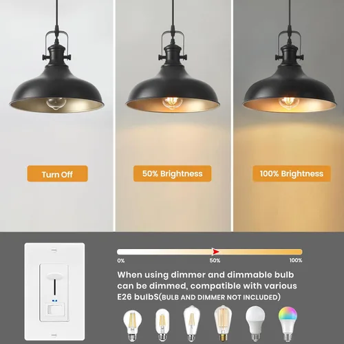 Miniatura 6 de Luces colgantes negras para isla de cocina, 11.41 pulgadas, lámpara colgante industrial vintage, luces de isla para cocina, comedor, dormitorio, 1