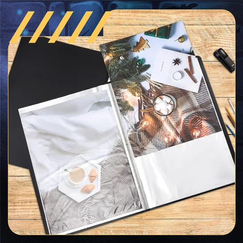Miniatura 3 de Lewtemi Carpeta A2 resistente con fundas de plástico de 18 x 24 pulgadas con 30 protectores de hojas transparentes, carpeta de portafolio de arte