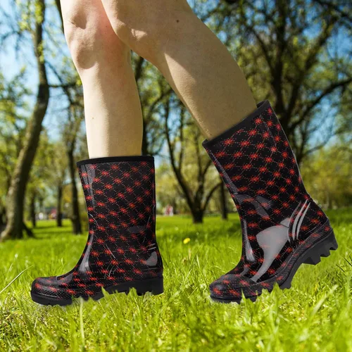 Miniatura 54 de DKSUKO Waterproof Womens Rain Boots insulated,Lightweight Rubber fashion Boots in Gardening,Warm and Comfortable Wide Calf Rain Boots with Glossy in