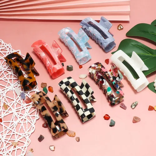 Miniatura 8 de Paquete de 8 pinzas acrílicas medianas de mariposa para el cabello, estampado de leopardo, agarre fuerte antideslizante para mujeres y niñas