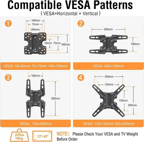 Miniatura 6 de ELIVED Soporte de pared para TV con cerradura para RV para la mayoría de televisores de 13 a 43 pulgadas, soporte de pared para TV con giro