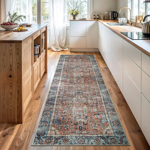 Miniatura 14 de Bloom Rugs - Alfombra lavable, antideslizante, de 1,83 x 2,74 m, color beige/blanco claro con borde tradicional, para sala de estar, dormitorio