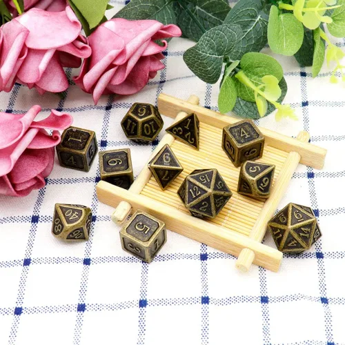 Miniatura 3 de Haxtec - Juego de dados metálicos para Calabozos y Dragones (DND, D&D), 7 unidades con dados de 20, 12, 10, 8, 6 y 4 para juegos de rol de mesa