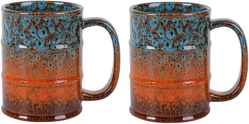 Miniatura 14 de Taza de café de cerámica marrón y amarilla de 20 onzas, grande, apta para lavavajillas y microondas, perfecta para la oficina y el hogar marrón