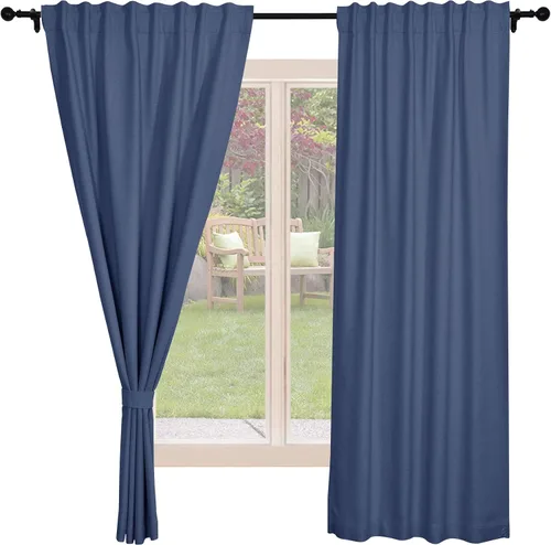 Miniatura 12 de Frelement Cortinas opacas de lino natural, paneles de cortinas con bolsillo para barra y pestaña trasera, para sala de estar, cortinas